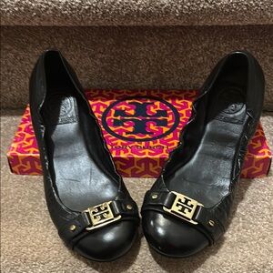 Tory Burch Black Leather Flats